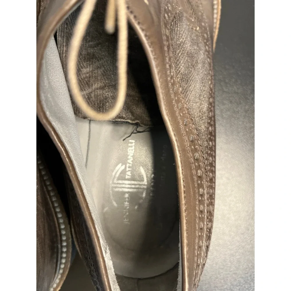 Jennifer Tattanelli Mens Brown Wingtip‎ Brogue Oxford Shoes Leather Suede Italy